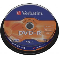 Диск DVD-R Verbatim 4.7Gb 16x Cake Box (10шт) (43523)