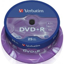 Диск DVD+R Verbatim 4.7Gb 16x Cake Box (25шт) (43500)