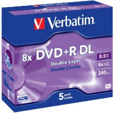 Диск DVD+R Verbatim 8.5Gb 8x Double Layer (5шт) (43541)