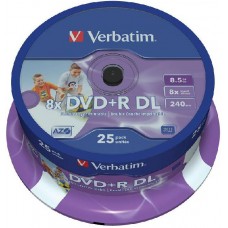 Диск DVD+R Verbatim 8.5Gb DL 8x Printable Cake Box (25шт) (43667)