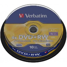 Диск DVD+RW Verbatim 4.7Gb 4x Cake Box (10шт) (43488)