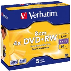 Диск DVD+RW Verbatim 1.46Gb 4x 8cm Jewel Case (5шт) (43565)