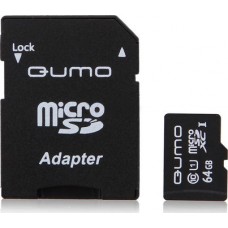 Карта памяти 64Gb MicroSD QUMO Class 10 + адаптер (QM64GMICSDXC10U1)