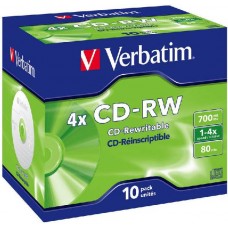 Диск CD-RW Verbatim 700Mb 2x-4x DataLife+ (10шт) (43123)