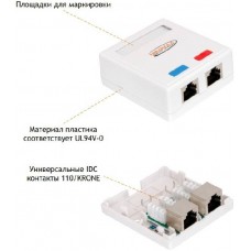 Сетевая розетка NIKOMAX NMC-WO2SD2-WT