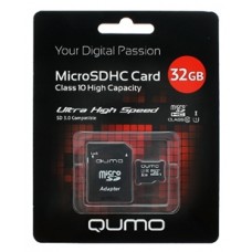 Карта памяти 32Gb MicroSD QUMO Class 10 + adapter (QM32GMICSDHC10U1)