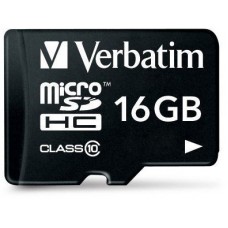 Карта памяти 16Gb MicroSD Verbatim Class 10 + adapter (44082)