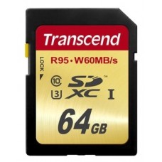 Карта памяти 64Gb Transcend SDXC Class 10 UHS-I U3 (TS64GSDU3)