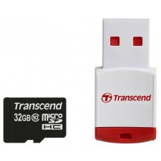 Карта памяти 32Gb MicroSD Transcend Class 10 + Card Reader (TS32GUSDHC10-P3)