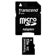 Карта памяти 2Gb MicroSD Transcend + adapter SD (TS2GUSD)