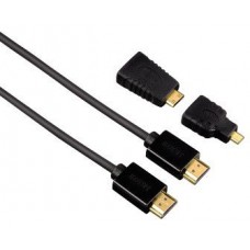 Кабель HAMA HDMI - HDMI v1.4, 1.5м (H-54561) + 2 переходника