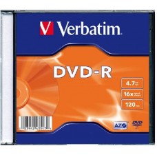 Диск DVD-R Verbatim 4.7Gb 16x Slim Case (1шт) (43547)