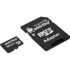 Карта памяти 64Gb MicroSD SmartBuy Class 10 + adapter (SB64GBSDCL10-01)