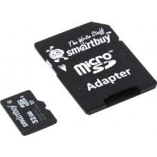 Карта памяти 32Gb MicroSD SmartBuy Class 10 + adapter (SB32GBSDCL10-01)