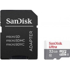 Карта памяти 32Gb MicroSD SanDisk Ultra Class 10 + адаптер (SDSQUNS-032G-GN3MA)