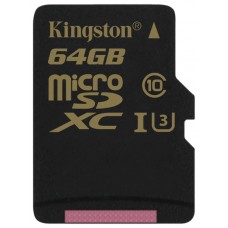 Карта памяти 64Gb MicroSD Kingston Class 10 UHS-I U3 (SDCG/64GBSP)