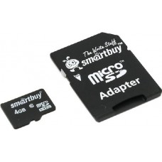 Карта памяти 4Gb MicroSD SmartBuy Class 10 + SD адаптер (SB4GBSDCL10-01)