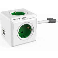 Сетевой удлинитель Allocacoc PowerCube Extended Green 2x USB