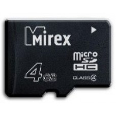 Карта памяти 4Gb MicroSD Mirex Class 4 (13612-MCROSD04)