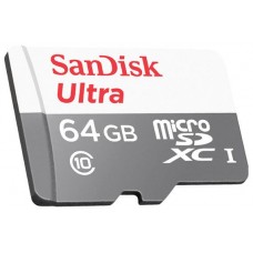 Карта памяти 64Gb MicroSD SanDisk Ultra Class 10 (SDSQUNS-064G-GN3MN)