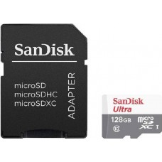 Карта памяти 128Gb MicroSD SanDisk Ultra Class 10 + адаптер (SDSQUNS-128G-GN6TA)