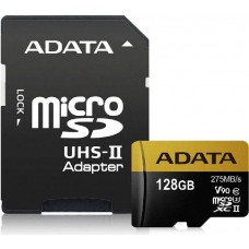 Карта памяти 128Gb MicroSD ADATA Premier UHS-II U3 + адаптер (AUSDX128GUII3CL10-CA1)