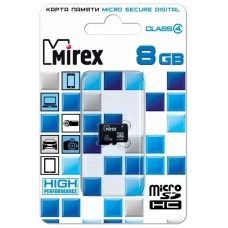 Карта памяти 8Gb MicroSD Mirex Class 4 (13612-MCROSD08)