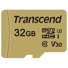 Карта памяти 32Gb MicroSD Transcend Class 10 + адаптер (TS32GUSD500S)