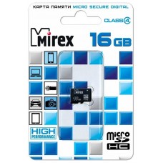 Карта памяти 16Gb MicroSD Mirex Class 4 (13612-MCROSD16)