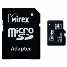 Карта памяти 32Gb MicroSD Mirex Class 10 + адаптер (13613-AD10SD32)