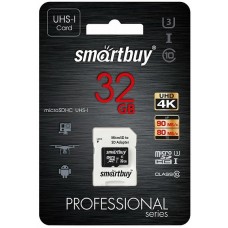 Карта памяти 32Gb MicroSD SmartBuy Professional Class 10 + adapter (SB32GBSDCL10U3-01)