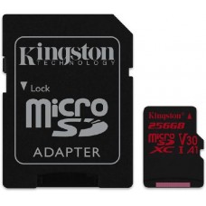 Карта памяти 256Gb MicroSD Kingston Canvas React Class 10 + SD адаптер (SDCR/256GB)