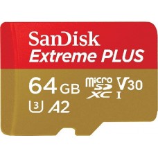 Карта памяти 64Gb MicroSD SanDisk Extreme Plus Class 10 + адаптер (SDSQXBZ-064G-GN6MA)