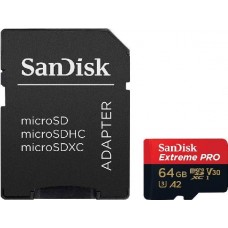 Карта памяти 64Gb MicroSD SanDisk Extreme Pro Class 10 + адаптер (SDSQXCY-064G-GN6MA)