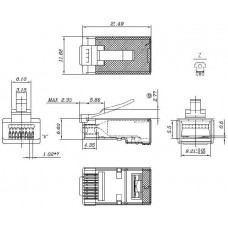 Разъем легкой оконцовки Hyperline PLEZ-8P8C-U-C6-SH-100