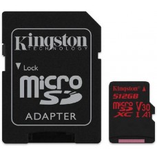 Карта памяти 512Gb MicroSD Kingston Canvas React Class 10 + SD адаптер (SDCR/512GB)