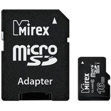 Карта памяти 16Gb MicroSD Mirex Class 10 + адаптер (13613-ADSUHS16)