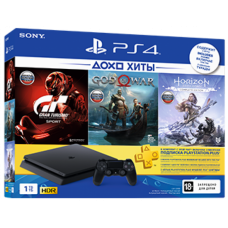 Игровая приставка Sony PlayStation 4 Slim 1Tb Black + GT Sport + God Of War + Horizon Zero Dawn