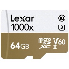 Карта памяти 64Gb MicroSD Lexar Professional 1000x Class 10 + SD адаптер (LSDMI64GCBEU1000R)