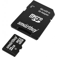 Карта памяти 32Gb MicroSD SmartBuy Class 10 + SD адаптер (SB32GBSDCL10-01LE)