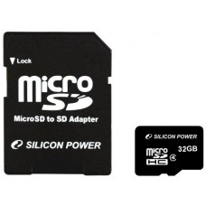 Карта памяти   32Gb MicroSD Silicon Power Class 4 (SP032GBSTH004V10-SP)