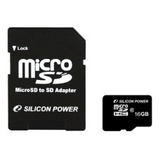 Карта памяти   16Gb MicroSD Silicon Power Class 10 + adapter (SP016GBSTH010V10-SP)