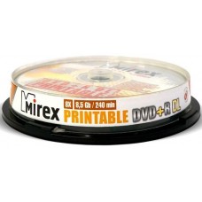 Диск DVD+R Mirex 8.5Gb DL 8x Cake Box Printable (10шт) (204268)