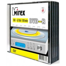 Диск DVD-R Mirex 4.7Gb 16x Slim Case (5шт) (202387)